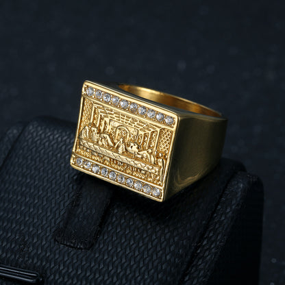 Titanium Steel Gold Plated Men's Ring