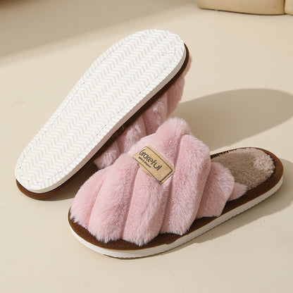 Women's Fur Fall And Winter Outer Wear Non-slip Indoor Platform Home Cotton Slippers