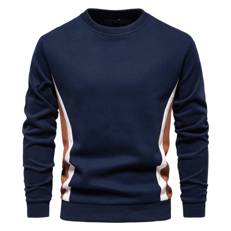 Men's Casual Slim Fit Round Neck Long Sleeves Patchwork Sweater