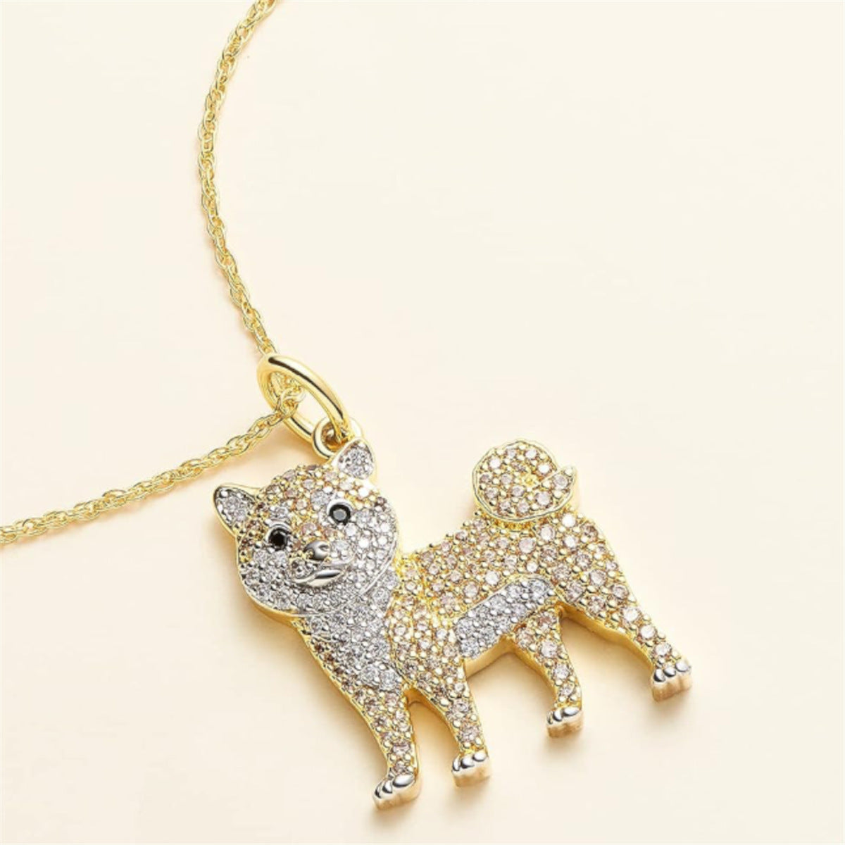 Eco-friendly Zinc Alloy Die-cast Cartoon Puppy Cute Shiba Inu Pendant Necklace