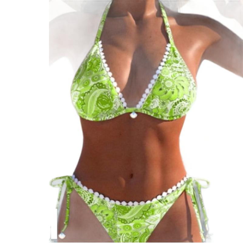 Women's Bikini Split Swimsuit Printed Tether