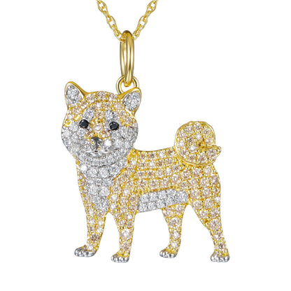 Eco-friendly Zinc Alloy Die-cast Cartoon Puppy Cute Shiba Inu Pendant Necklace