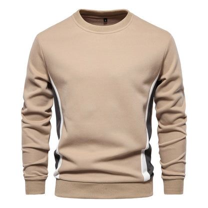 Men's Casual Slim Fit Round Neck Long Sleeves Patchwork Sweater