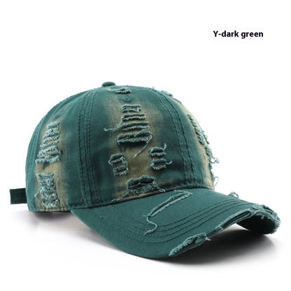 Retro Pure Color Washed Hole Light Board Baseball Cap