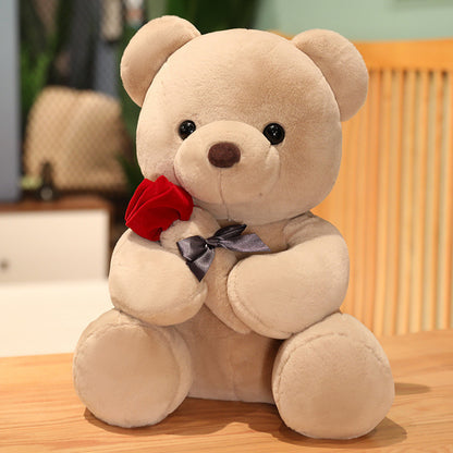 23-45cm New Lovely Hug Roses Teddy Bear Plush Pillow Stuffed Soft Animal Dolls Nice Birthday Gift Girlfriend Valentine's Day