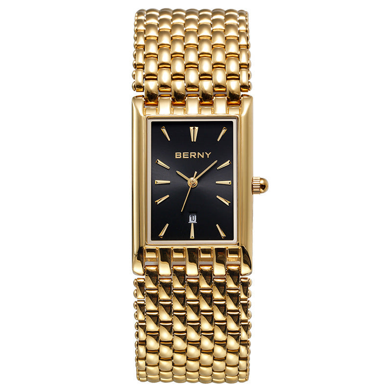 Ultra-thin Gold Quartz Watch Rectangular Men's Watch