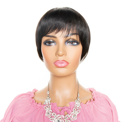 Short Pixie Cut Human Hair Wig With Bang