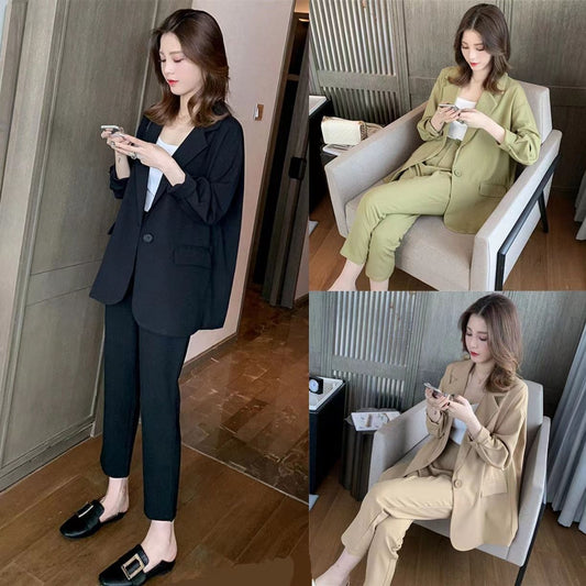 Casual Suit Women's Spring And Autumn Long-sleeved Jacket Cropped Pants