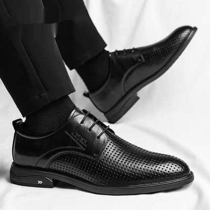 Men's Leather Shoes Business Formal Wear Hollow Out