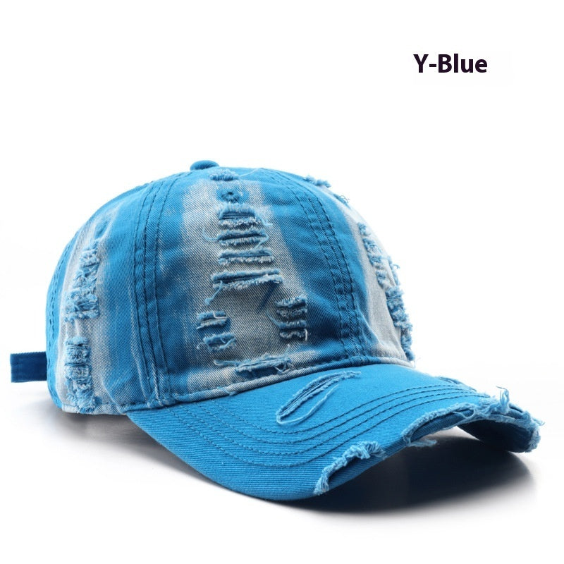 Retro Pure Color Washed Hole Light Board Baseball Cap