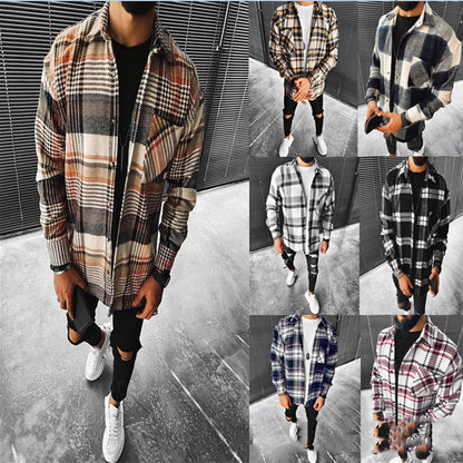 European And American Fashion Urban Leisure New Woolen Plaid Shirt