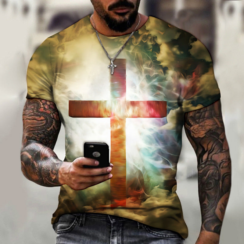 3D Printing Hip Hop Loose Short Sleeve Streetwear Plus Size Men's Knitwear